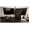 Image 1 : 24" AND 32" MONITORS WITH ARM (BUYER TO REMOVE FROM DESK) NOTE THE DELL IN PHOTOS IS NOT INCLUDED