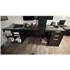 Image 1 : 2 66"W DESKS, PLAN CABINET AND 8'W OVERHEAD CABINET WITH GLASS DOORS, TACK BOARD,