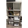 Image 8 : 2 66"W DESKS, PLAN CABINET AND 8'W OVERHEAD CABINET WITH GLASS DOORS, TACK BOARD,