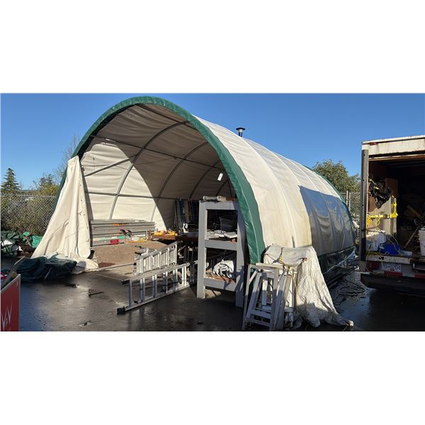 TEMPORARY TENT STRUCTURE. APPROX. 30' X 20'6". 13' HIGH AT CENTER.