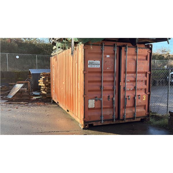 20' SHIPPING CONTAINER. SEA CAN. RUST PAINT COLOUR. NO CONTENTS
