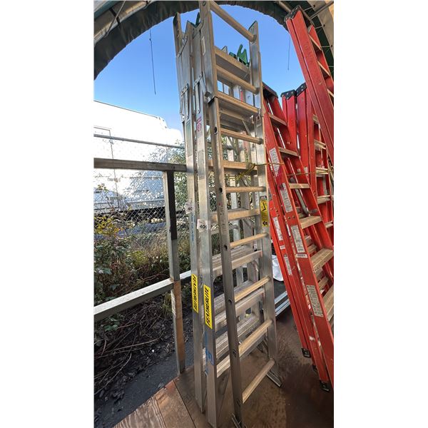 FEATHERLIGHT ALUMINUM COMBINATION LADDER. MODEL FL-2287-08. MAX. 16'3"
