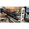Image 1 : 24' LONG X 36" CUSTOM ALUMINUM SHELVES WITH CONTENTS.