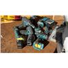 Image 3 : GROUP OF MAKITA TOOLS. 5" VARIABLE SPEED GRINDER. 5 X 18 VOLT DRILLS. ONE BATTERY AND CHARGER