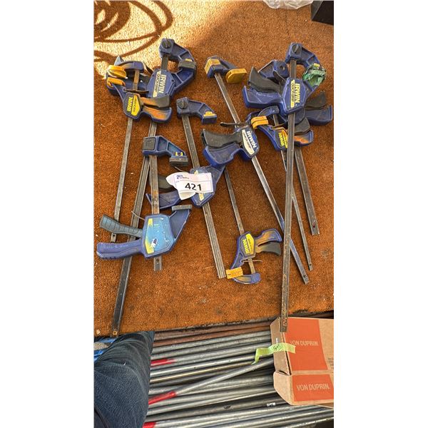 GROUP OF 9 ERWIN QUICK CLAMPS, ASSORTED SIZES