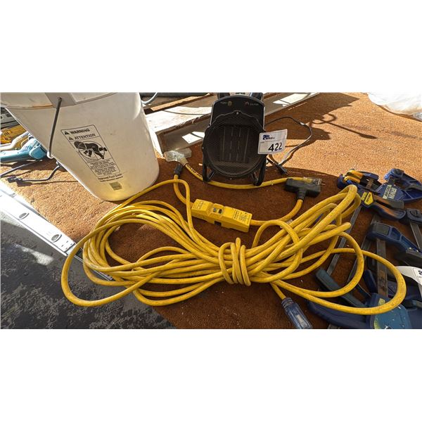 50' HEAVY GAUGE EXTENSION CORD, GROUND FAULT BRAKER, PORTABLE HEATER