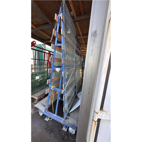 APPROX 35 PRECUT SINGLE PAIN GLASS. SOME MIRRORS. VARIOUS SIZES. SOME SAFETY GLASS AND LAMINATED