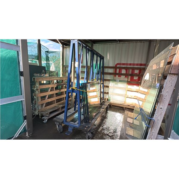LARGE BLUE GLASS OR GRANITE CARTS. DOUBLE SIDED