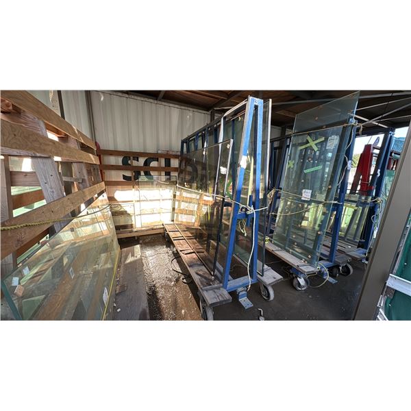 LARGE BLUE GLASS OR GRANITE CARTS. DOUBLE SIDED