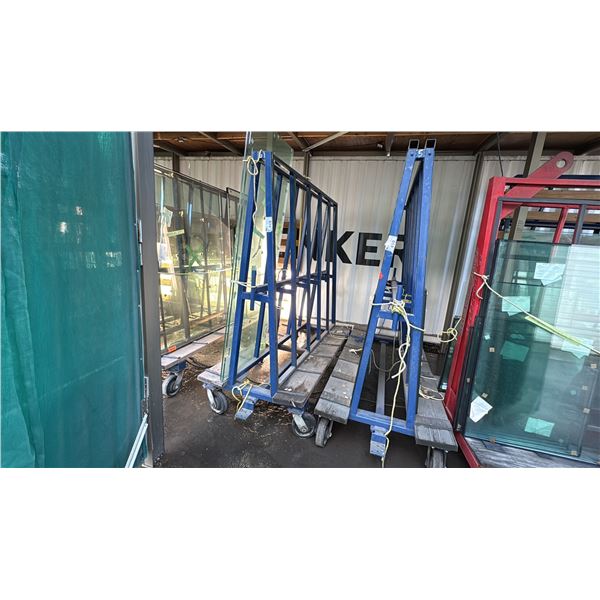 LARGE BLUE GLASS OR GRANITE CARTS. DOUBLE SIDED