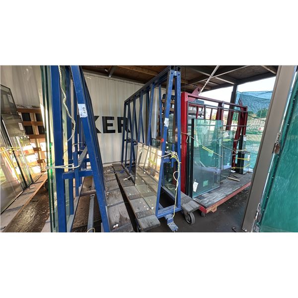 LARGE BLUE GLASS OR GRANITE CARTS. DOUBLE SIDED