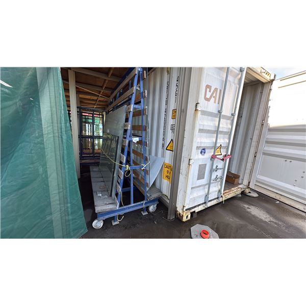 LARGE BLUE GLASS OR GRANITE CARTS. DOUBLE SIDED