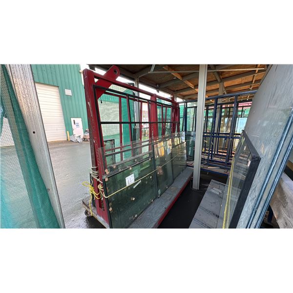 LARGE RED GLASS CART DOUBLE SIDED