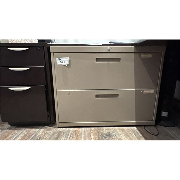 TWO DRAWER LATERAL FILE CABINET, BEIGE