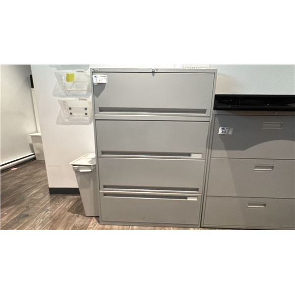 FOUR DRAWER LATERAL FILE CABINET, GREY