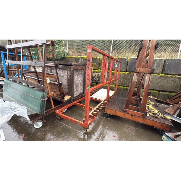 LARGE RED MATERIAL CART. SINGLE SIDED