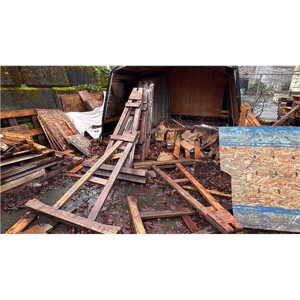 GROUP OF WOOD A-FRAMES. INCLUDES TENT STRUCTURE