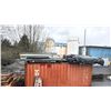 Image 3 : GROUP OF ITEMS ON TOP OF CONTAINER. RACKING COMPONENTS, PLYWOOD, SCRAP METAL