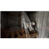 Image 3 : GROUP OF ALUMINUM WINDOW FRAMES IN CONTAINER AND A COUPLE OF WAREHOUSE LIGHTS