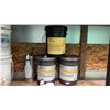 Image 3 : 9' METAL SHED WITH CONTENTS. PROPANE TANK, FORKLIFT TANK, FULL CONTAINERS INDUSTRIAL LUBRICANTS