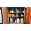 Image 2 : 6' METAL SHED WITH CONTENTS, PROPANE TANKS, FORKLIFT TANKS, DIESEL CANS, SPRAY CANS