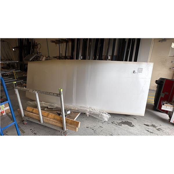 5 SHEETS OF ALUMINUM. ONE IS BLACK, OTHERS ARE SILVER. 4 ARE 10' X 4', ONE IS 12' X 4'