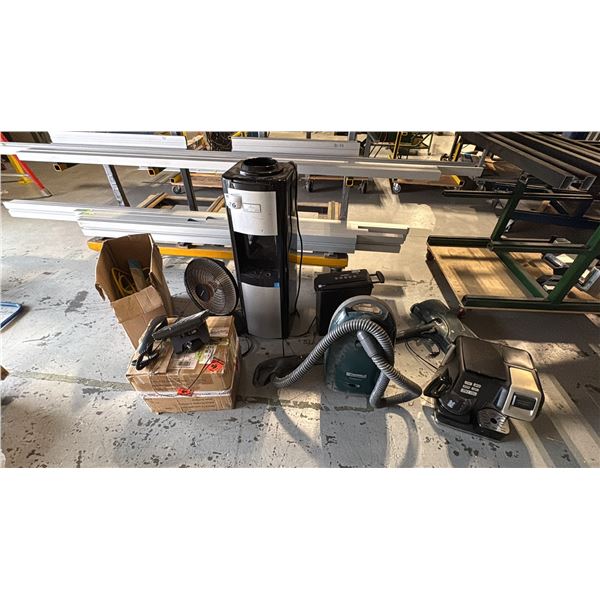 GROUP OF OFFICE RELATED ITEMS. WATER COOLER, PAPER SHREDDER, KENMORE VACUUM, COFFEE MAKER