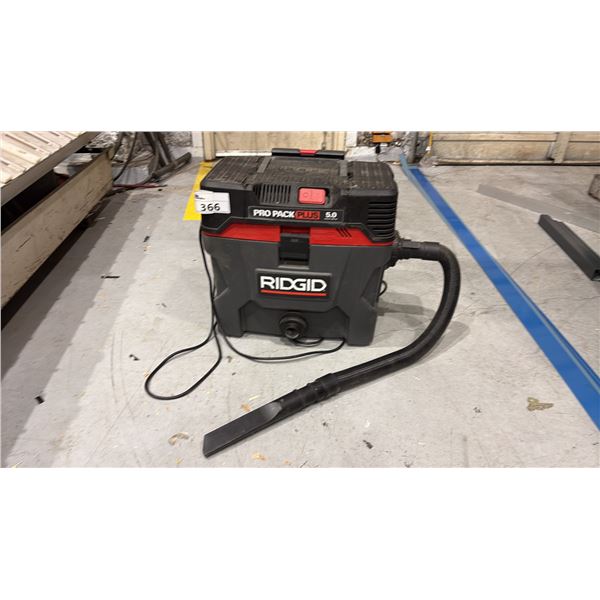 RIDGID PRO PACK PLUS PORTABLE VACUUM.