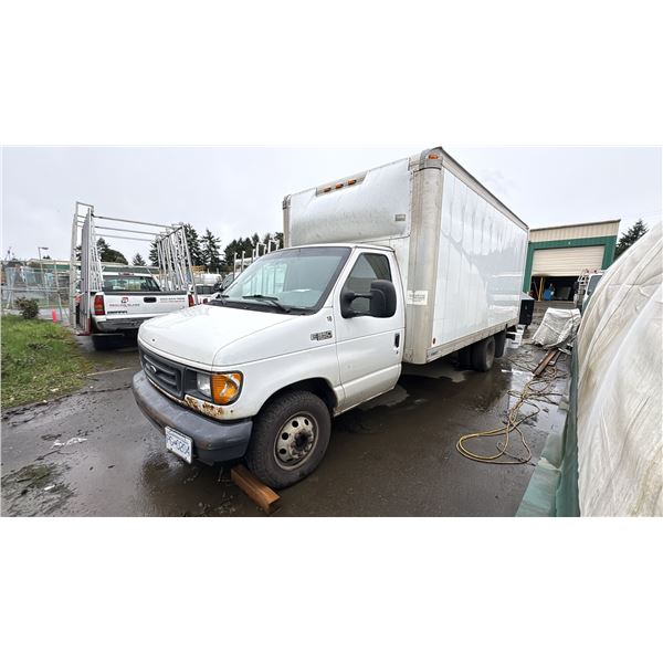 2003 FORD E350, 2DR CUBE VAN, WHITE, VIN 1FDWE35F63HB03581,