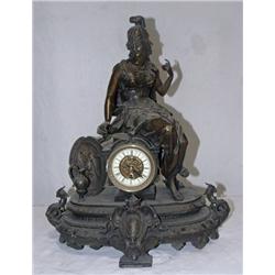 Bronze Clock - Woman Sitting