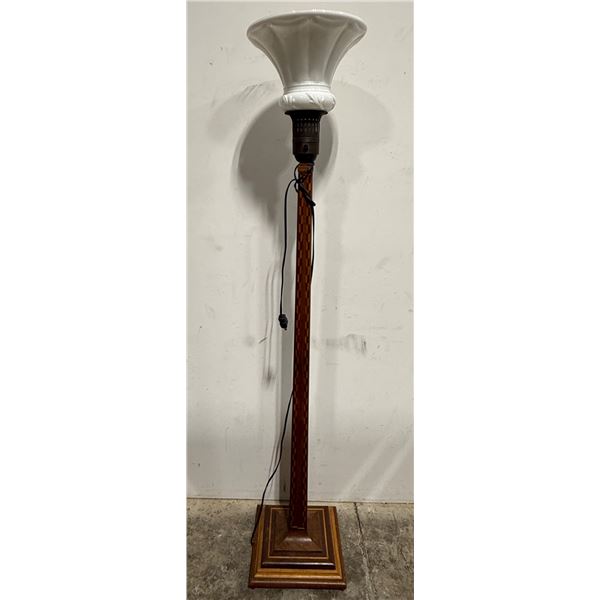 Wooden Floor Lamp w/ Torchiere Shade