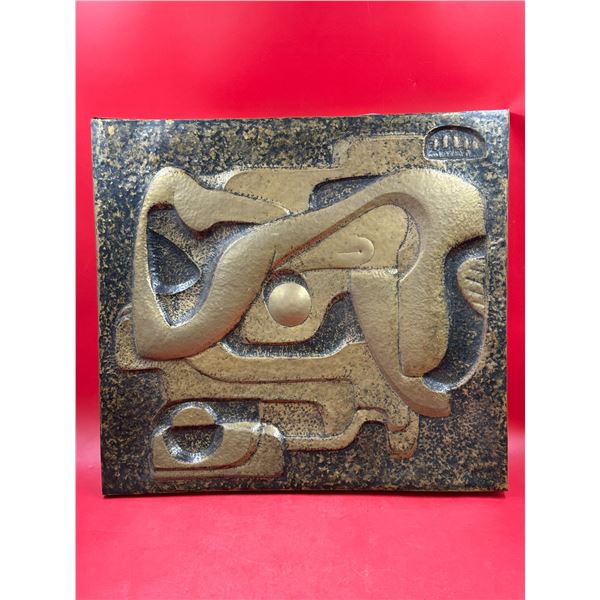Signed Metal Relief Sculpture
