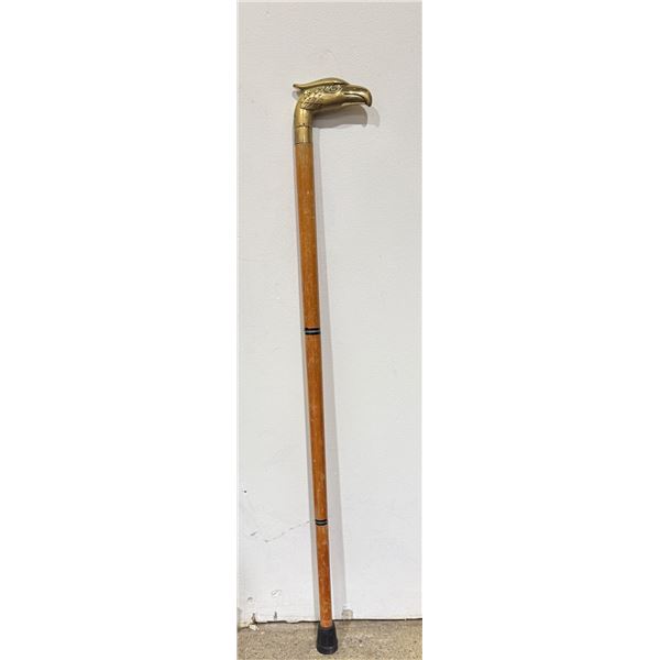 Wooden Walking Stick w/ Brass Bird Head Handle