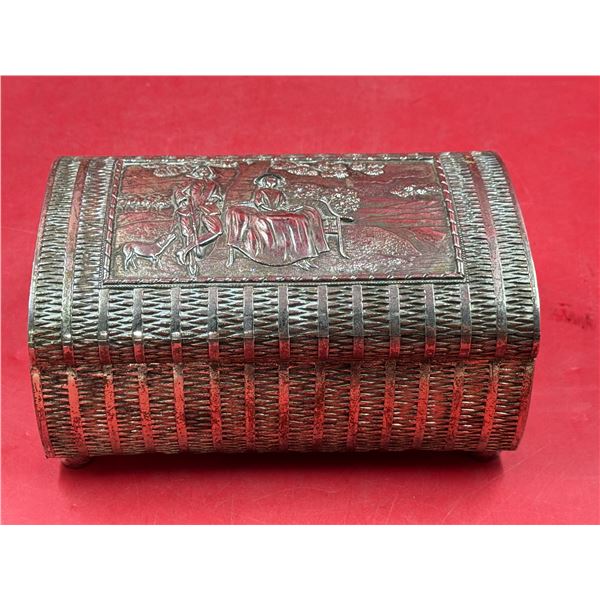 Embossed Metal Jewelry/Trinket Box Made in Japan