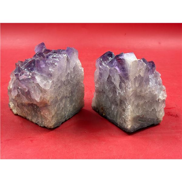 Pair of Amethyst Crystal Bookends