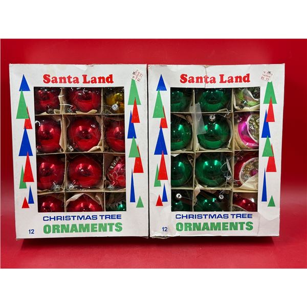VTG Santa Land Christmas Ornaments w/ Box