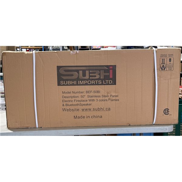 Subhi Stainless Steel Electric Fireplace w/ 3 Colors & Bluetooth Speaker