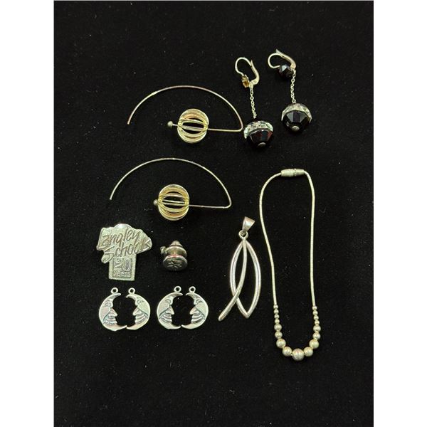 Sterling Silver Lot w/ Earrings, Necklace, Pendants, & More