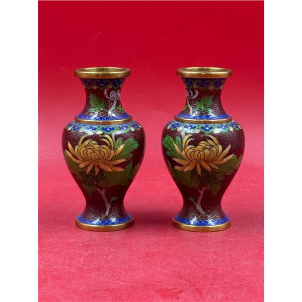 Pair of Chinese Cloisonne Vases
