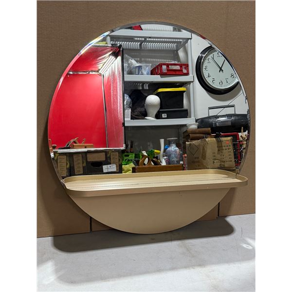 Round 29.5" Wall Mirror w/ Shelf