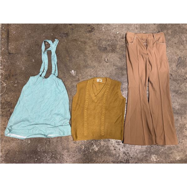 VTG 60s-70s Clothing w/ Sweater Vest, Bell-Bottom Pants, & More