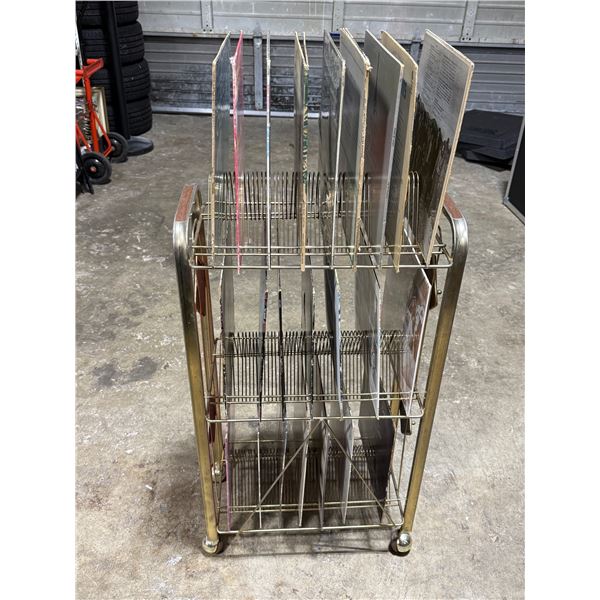 MCM Vinyl Record Rack w/ Assorted Records