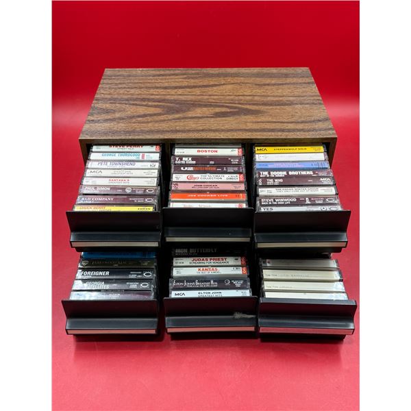 Lot of Assorted Cassette Tapes w/ Storage Case