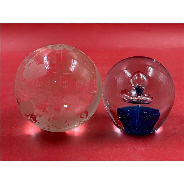 Art Glass Paperweight & Glass Globe
