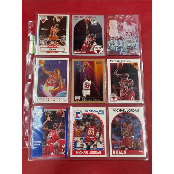 Sheet of Assorted Michael Jordan Basketball Cards
