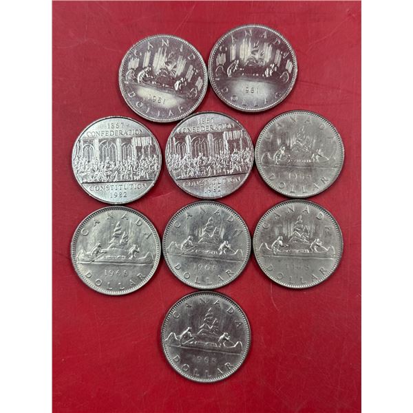 Lot of 1960s-80s Canadian Dollar Coins & 2 Commemorative Dollar Coins