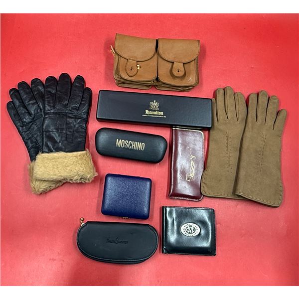 Accessory Lot w/ Gloves, Moschino Glasses Case, & More