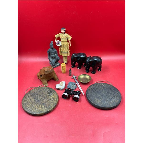 VTG Smalls Lot w/ Native Doll, Wooden Frog, & More