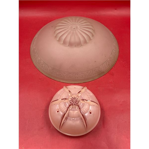 2 Pink Art Deco Glass Ceiling Light Covers