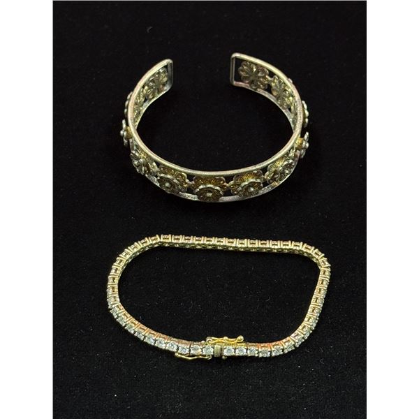 VTG Bangle & Sterling Rhinestone Bracelet